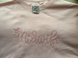 Embriodered Midwife/Professions Pearl Sweatshirt (sideseam bows optional)