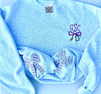 Medical Profession Stethoscope Coquette Bow Monogram Sweatshirt (sidebow optional)