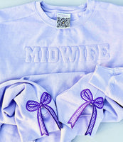 Embriodered Puff Embossed Midwife/Profession Sweatshirt (sideseam optional)