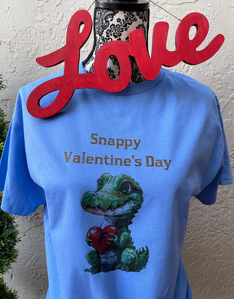 Snappy Gator "Holding Heart" Valentine's Day College T-shirt or Sweatshirt