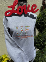 Floral Embroidered University Letters Sweatshirt Alumni