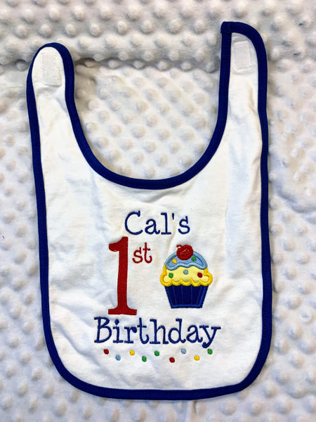 Embroidered Applique 1st Birthday Bib