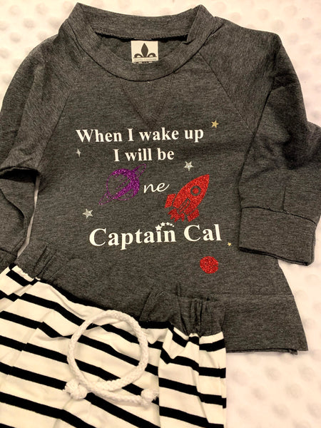 1st Birthday Space Captain Pajamas - When I wake up I will be One