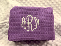 Monogrammed Large Cotton Waffle Makeup/Cosmetic Bag