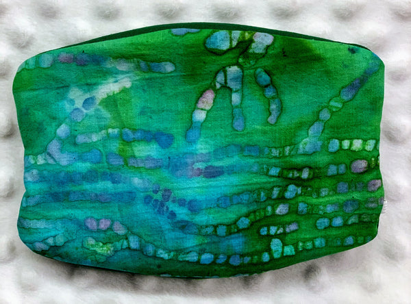 Washable Face Mask with Pocket - Green Blue Ocean Batik