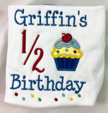 Embroidered Applique Half Birthday Bib