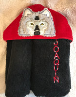 Character Hooded Towels - Wolf, Husky