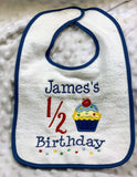 Embroidered Applique Half Birthday Bib